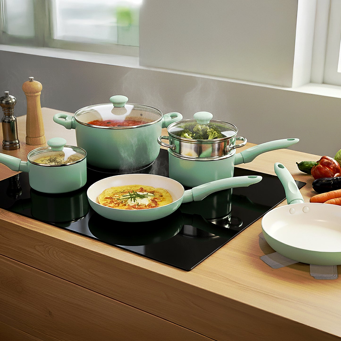 RACO SmartStart Ceramic Nonstick Induction Covered Stockpot 24CM/5.2L Lichen
