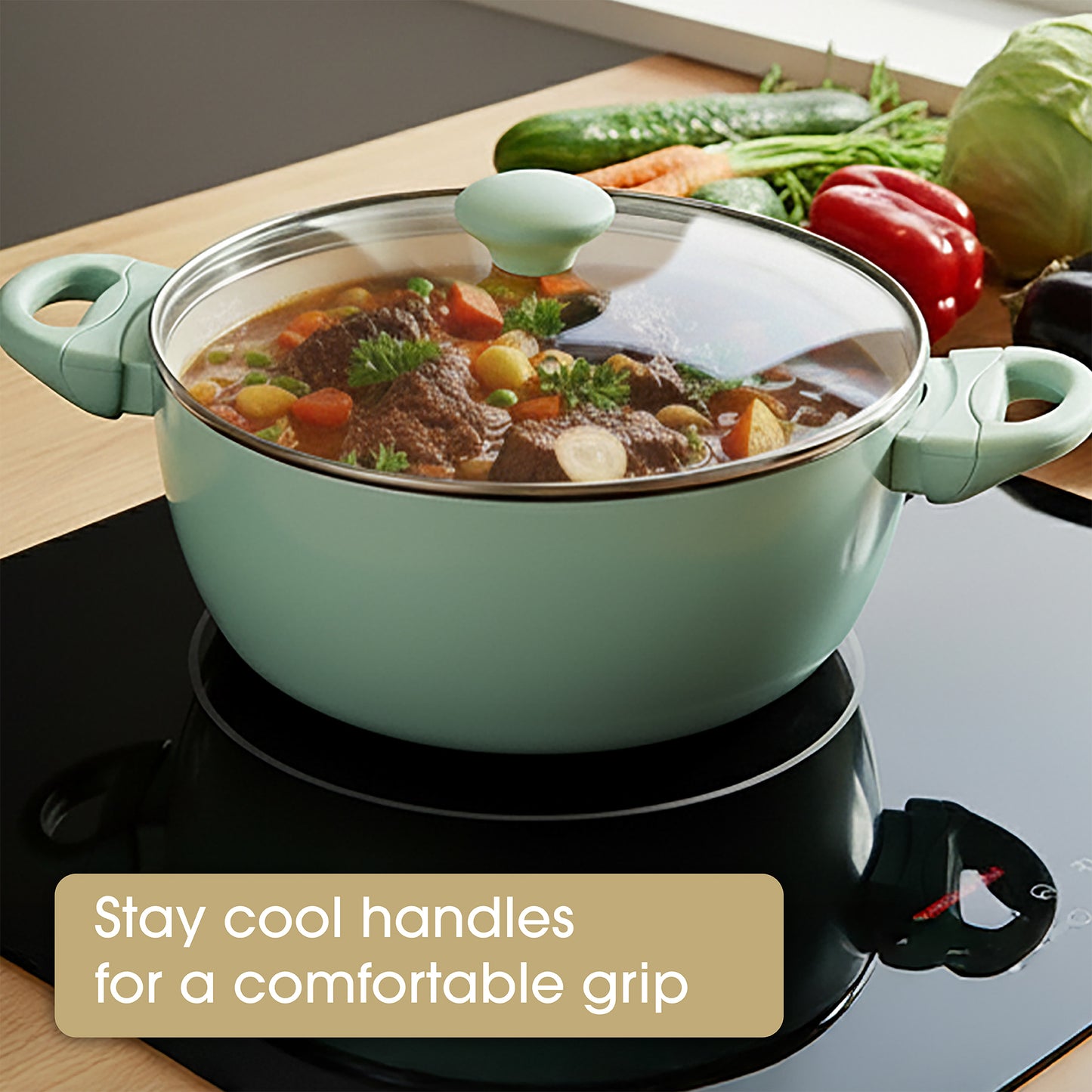 RACO SmartStart Ceramic Nonstick Induction Covered Stockpot 24CM/5.2L Lichen