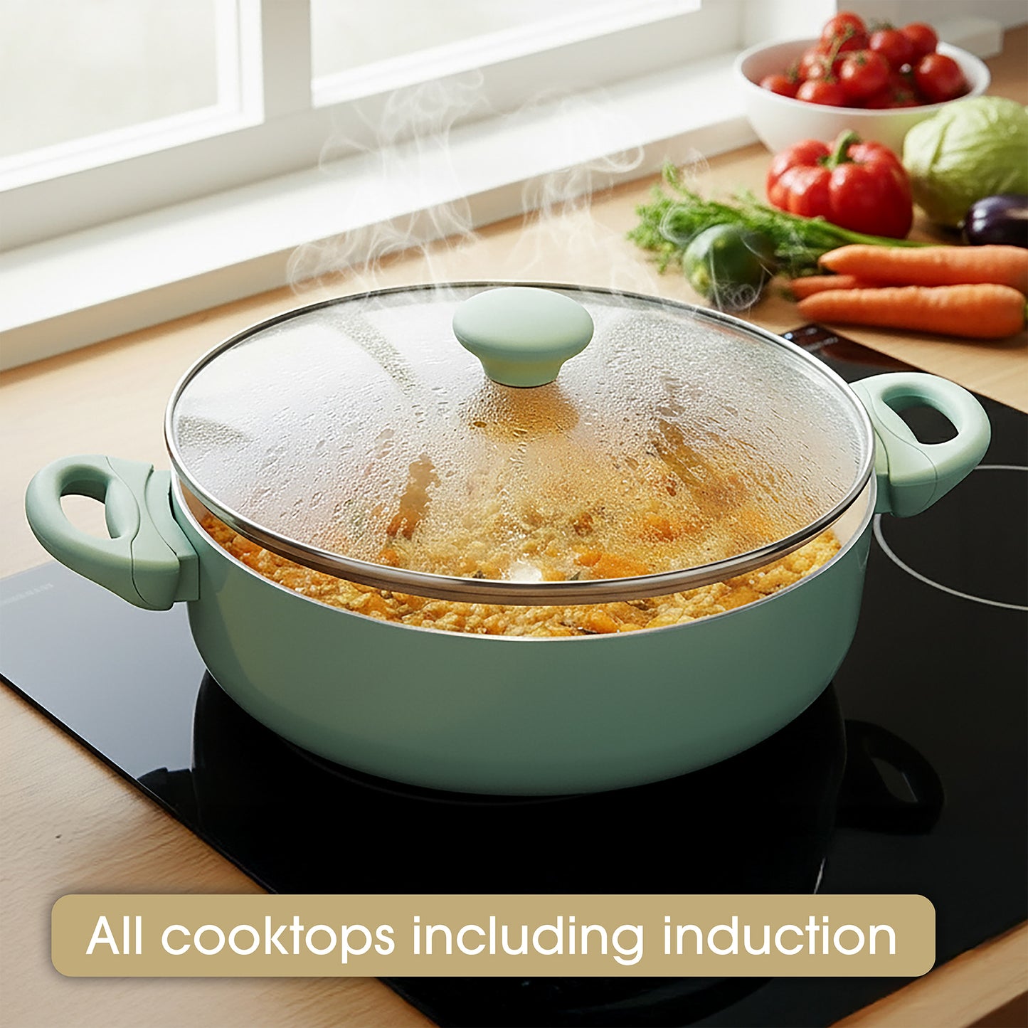 RACO SmartStart Ceramic Nonstick Induction Covered Stockpot 24CM/5.2L Lichen