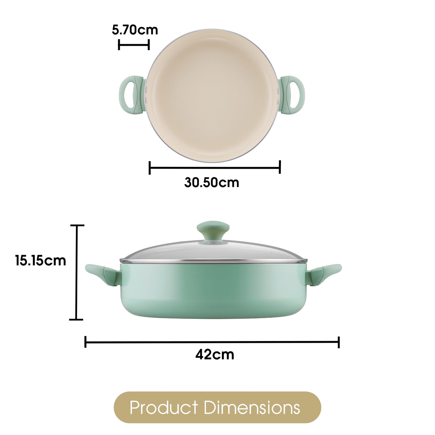 RACO SmartStart Ceramic Nonstick Induction Covered Sauteuse 30cm/5.7L Lichen