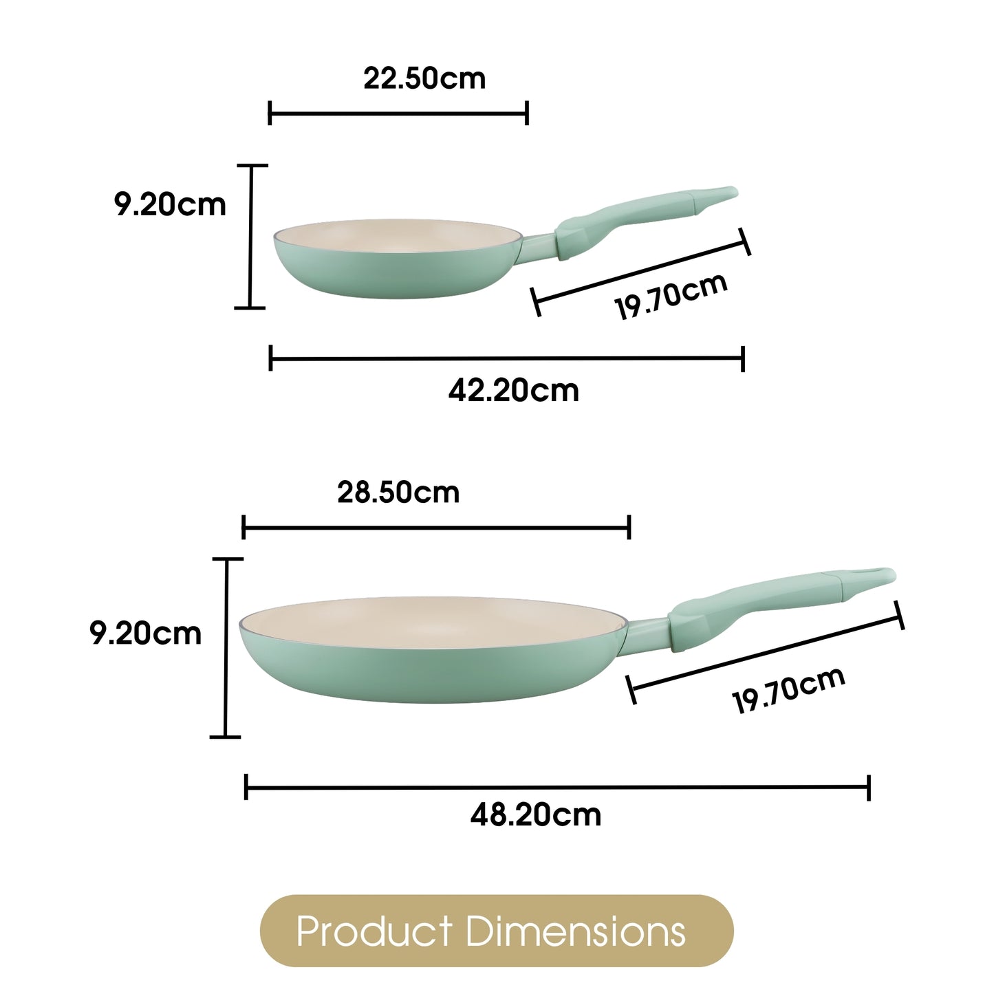 RACO SmartStart Ceramic Nonstick Induction Twin Pack Frypans 22cm/28cm Lichen