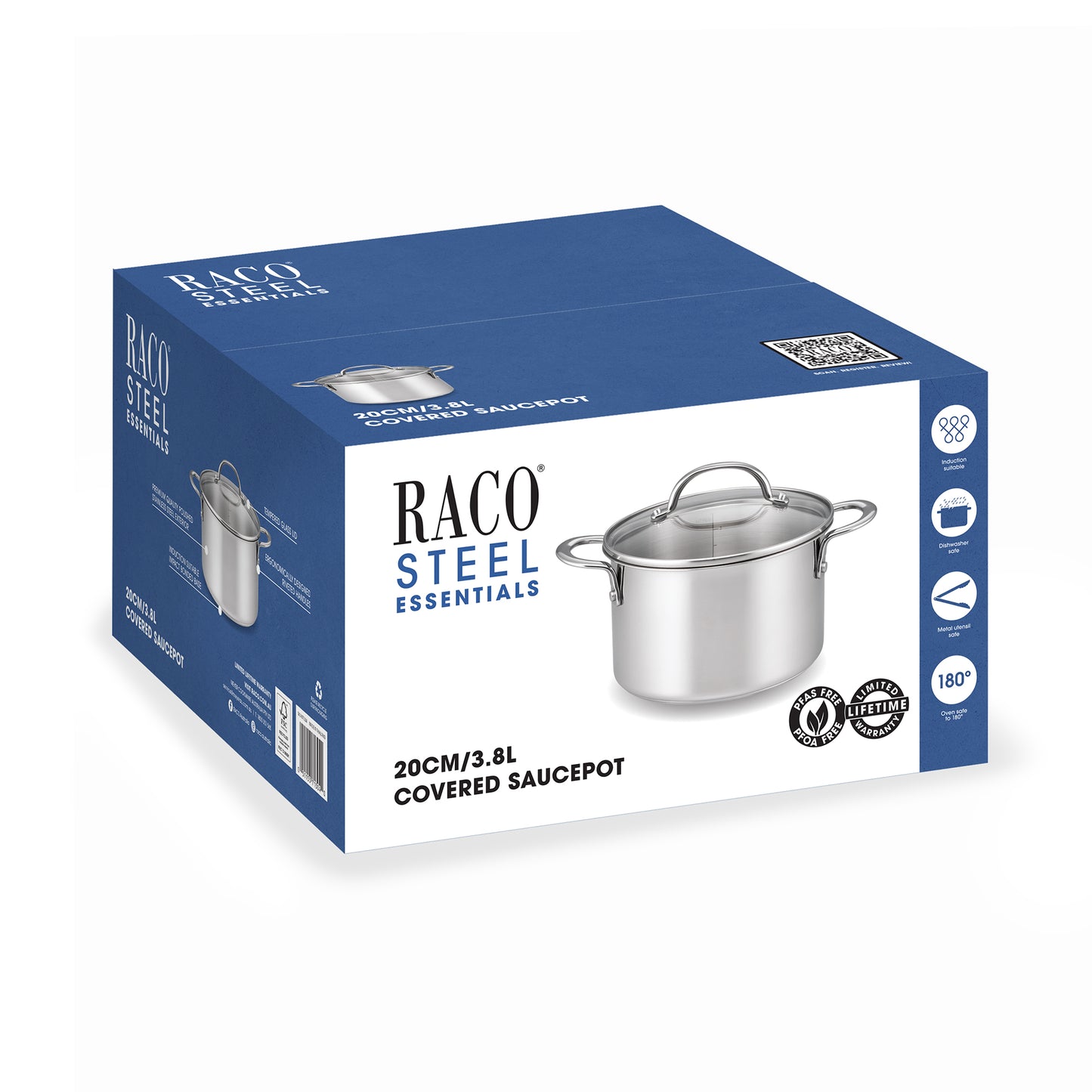 RACO Steel Essentials Stainless Steel Induction Covered Saucepot 20cm/3.8L