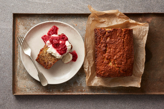 Gluten Free Banana & Coconut Bread with Raspberry Chia 'Jam'