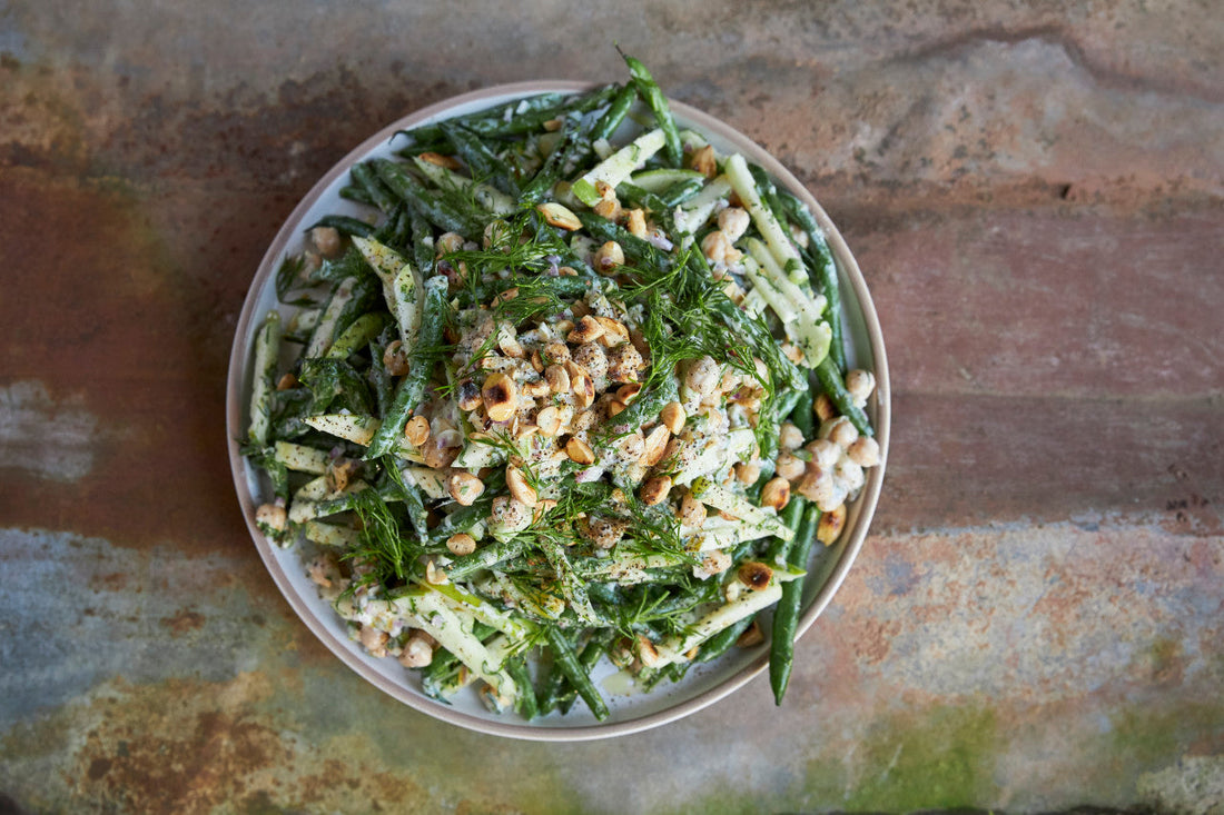 Grilled Bean Salad with Yoghurt Dressing