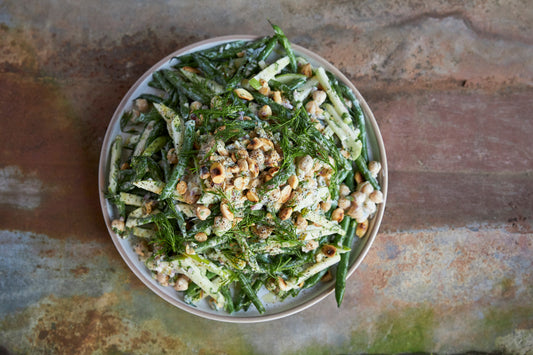 Grilled Bean Salad with Yoghurt Dressing