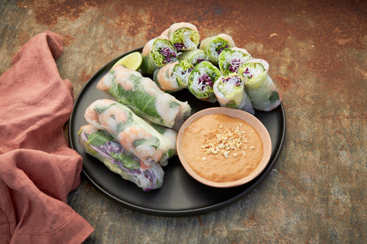 Prawn Rice Paper Rolls with Peanut Dressing