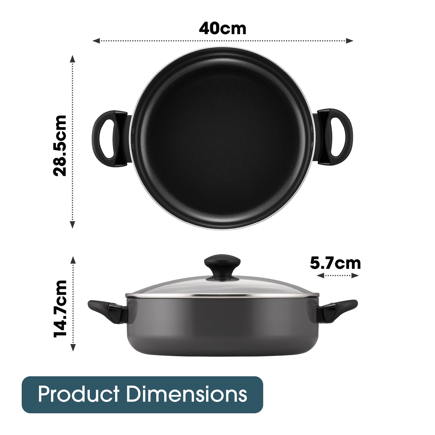 RACO SmartStart Ceramic Nonstick Induction Covered Sauteuse 28cm/4.7L Grey