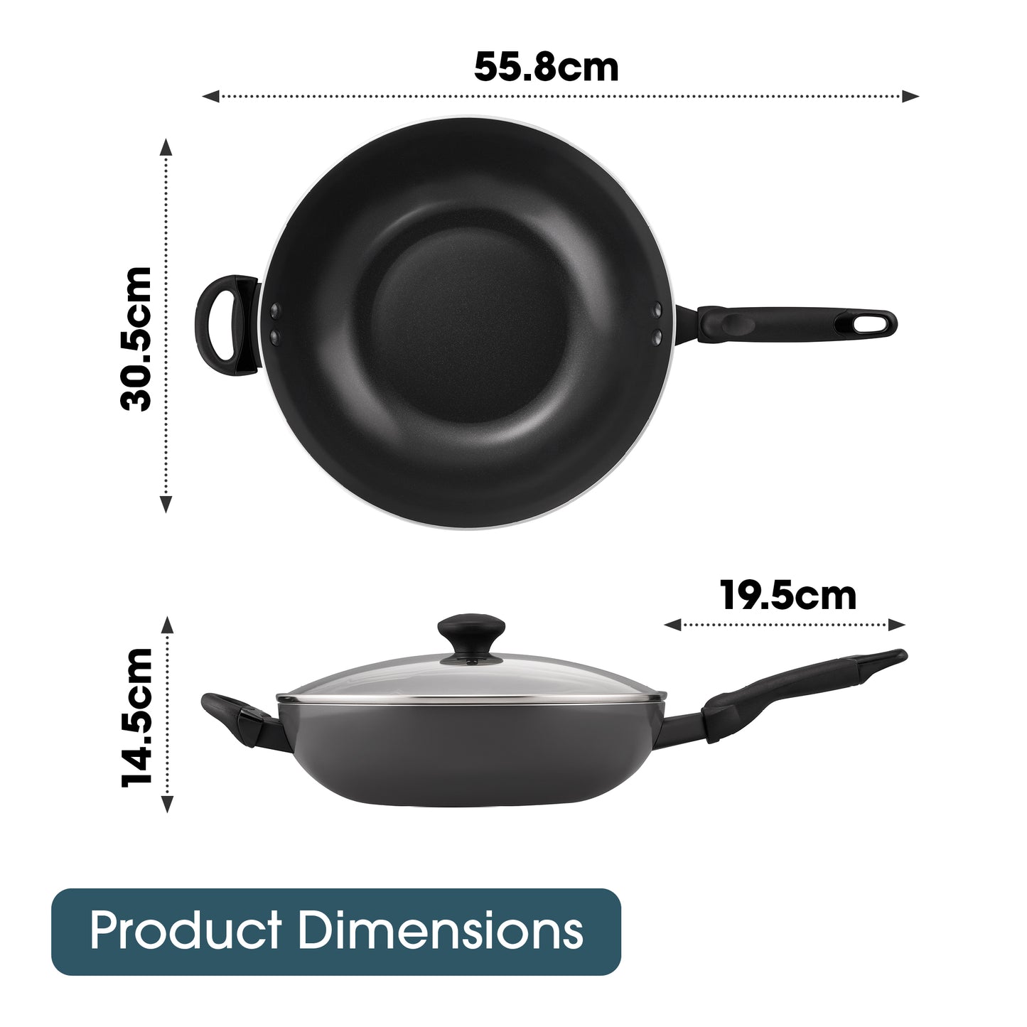 RACO SmartStart Ceramic Nonstick Induction Covered Stirfry with Helper Handle 30cm Grey