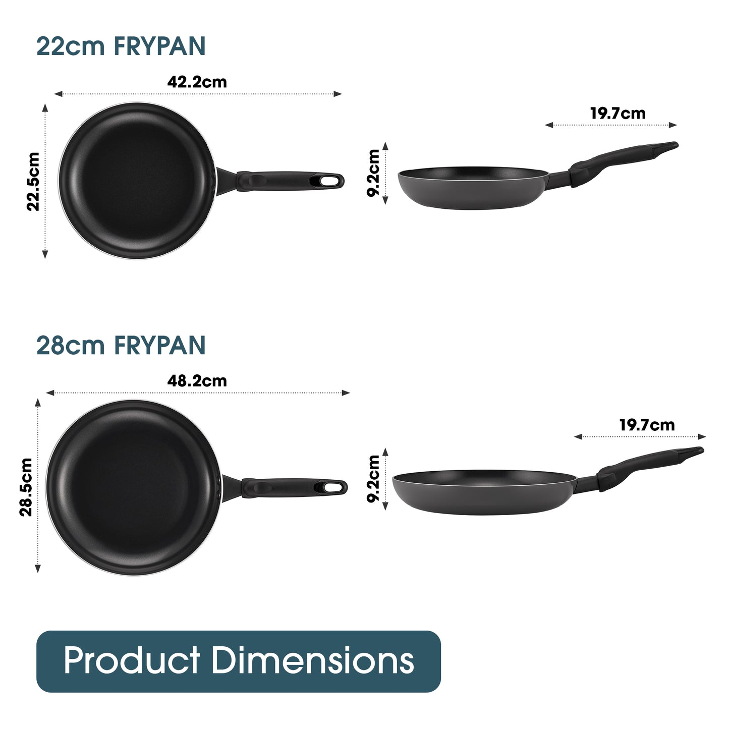 RACO SmartStart Ceramic Nonstick Induction Twin Pack Frypans 22cm/28cm Grey
