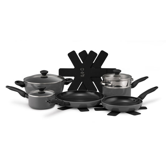 RACO SmartStart Ceramic Nonstick Induction 6 Piece Cookware Set With Pan Protectors Grey
