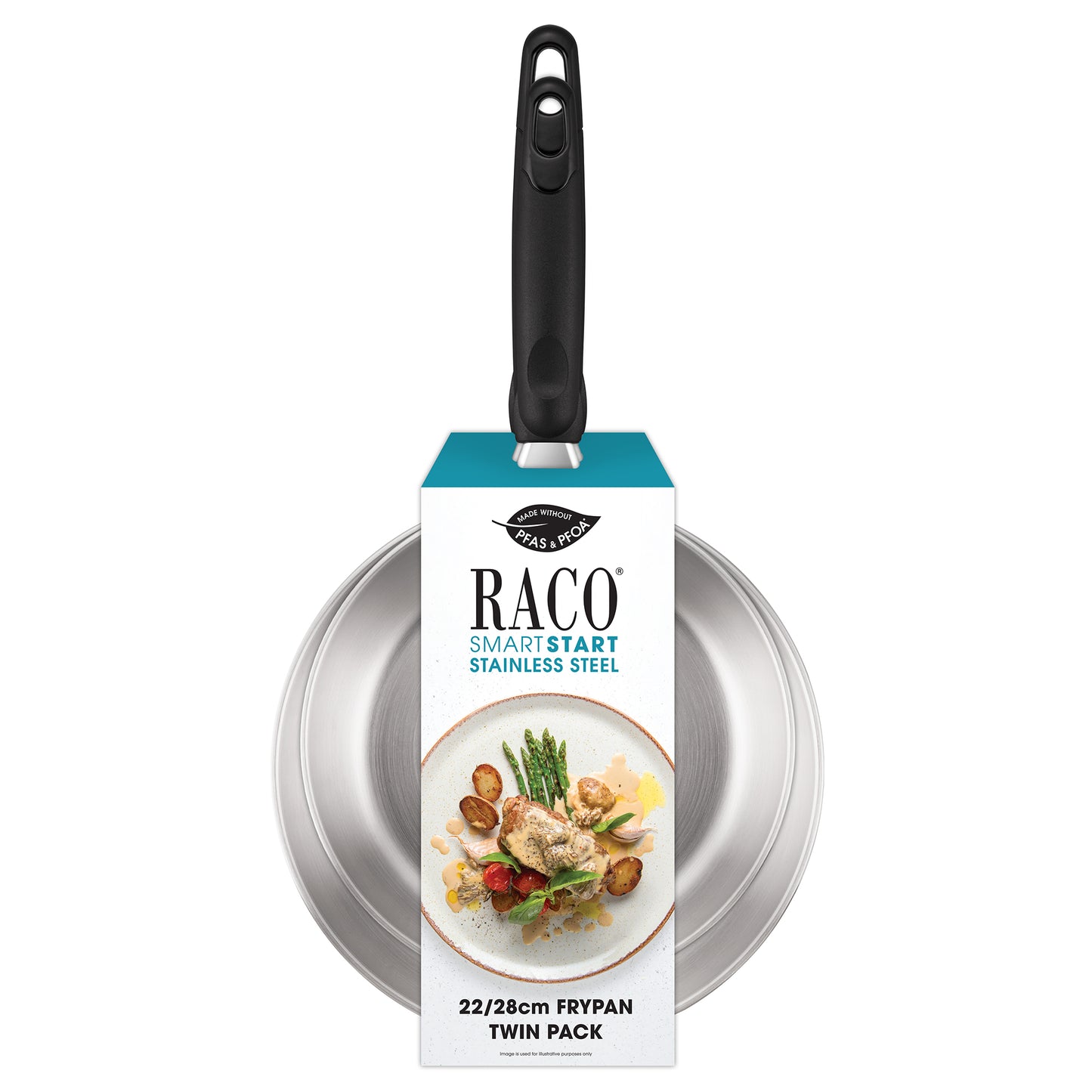 RACO SmartStart Stainless Steel Induction Open Frypan Twin Pack 22/28cm