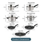RACO SmartStart Duo Stainless Steel and Ceramic Induction 7 Piece Cookware Set