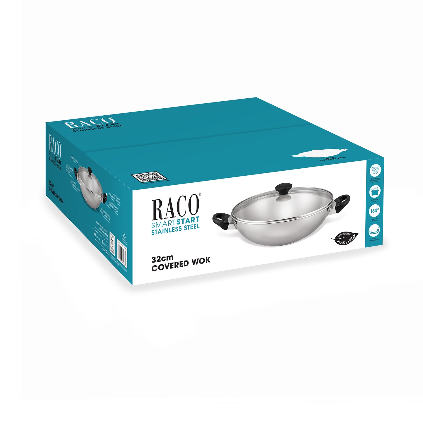RACO SmartStart Stainless Steel Induction Covered Wok 32cm