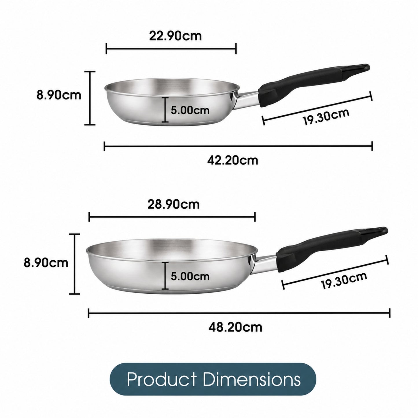 RACO SmartStart Stainless Steel Induction Open Frypan Twin Pack 22/28cm