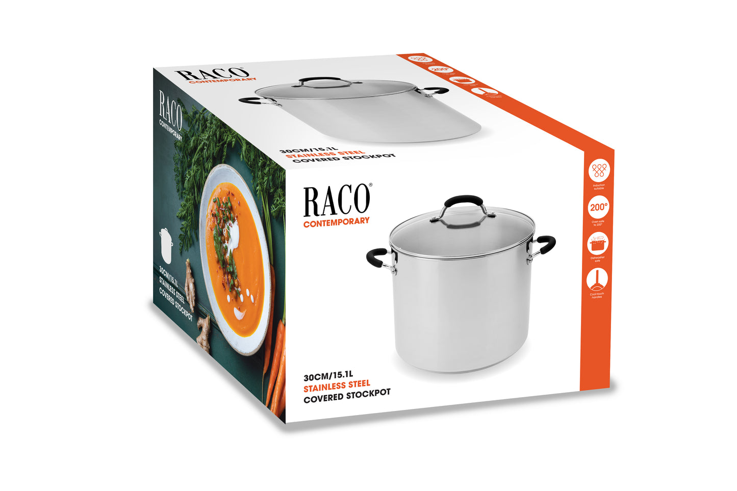 RACO Contemporary Stainless Steel Induction Stockpot 30cm/15.1L