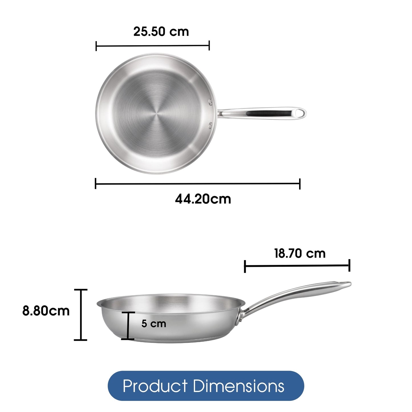 RACO Steel Essentials Stainless Steel Induction Open Frypan 24cm