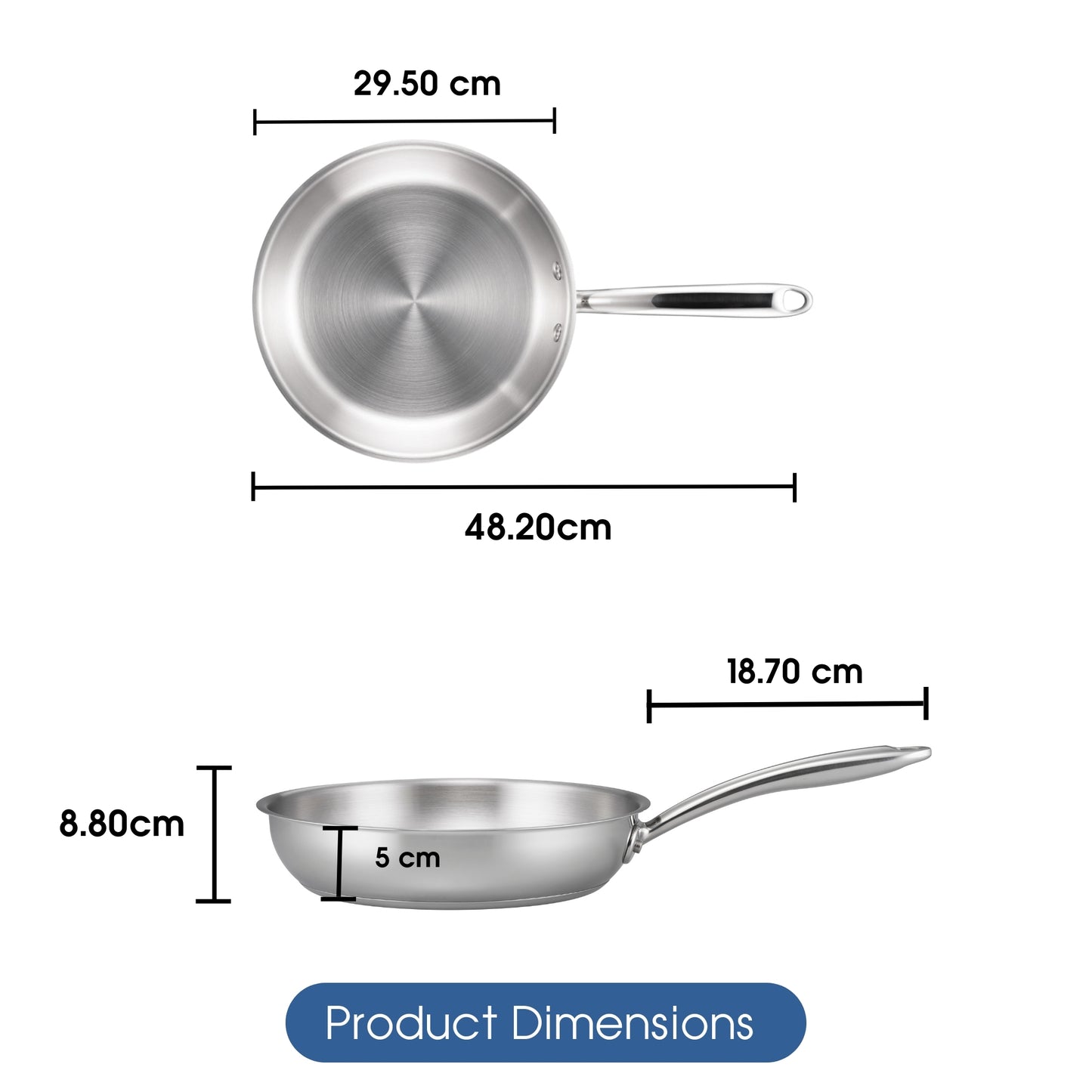 RACO Steel Essentials Stainless Steel Induction Open Frypan 28cm