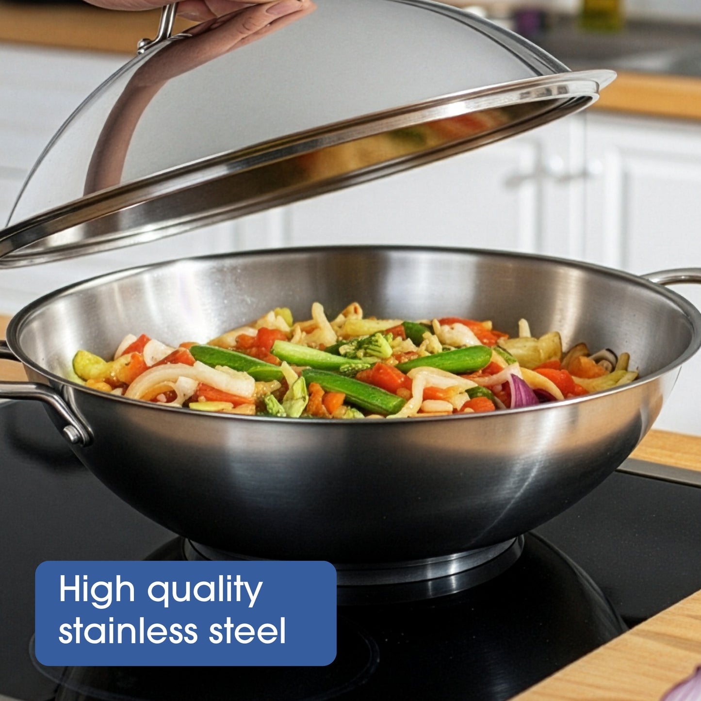 RACO Steel Essentials Stainless Steel Induction Covered Wok 36cm