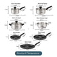 RACO SmartStart Duo Stainless Steel and Ceramic Induction 7 Piece Cookware Set with 2 x Pan Protectors