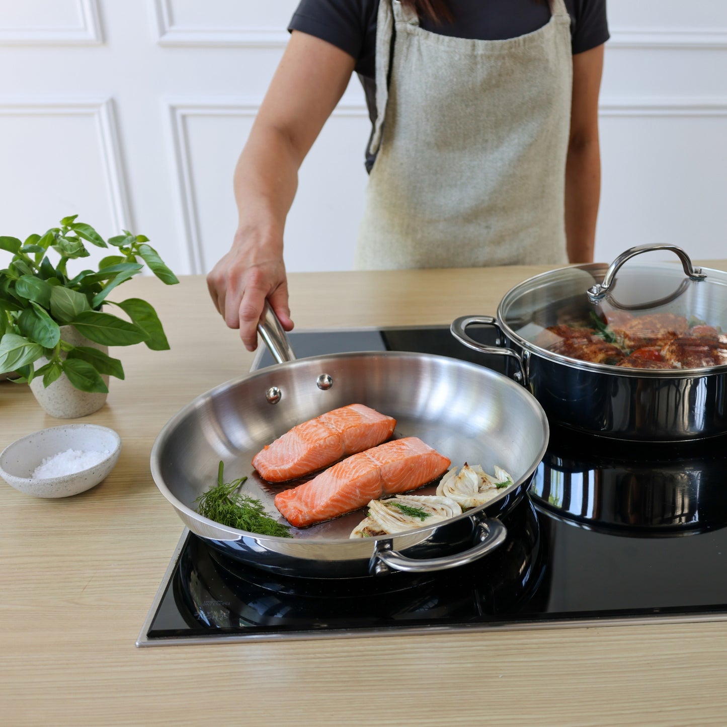 RACO Steel Essentials Stainless Steel Induction Open Frypan With Helper Handle 30cm